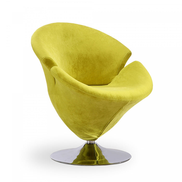 Tulip Modern Velvet Swivel Lounge Chair in Green - Set of 2