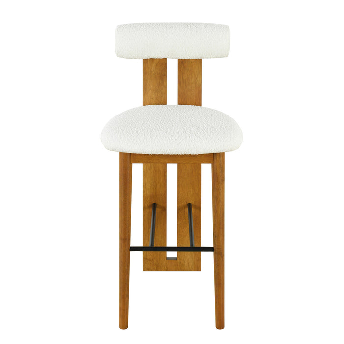 Sophia Indoor Modern Rubberwood Bar Stool Set of 4 with Supportive Backrest,White&Walnut