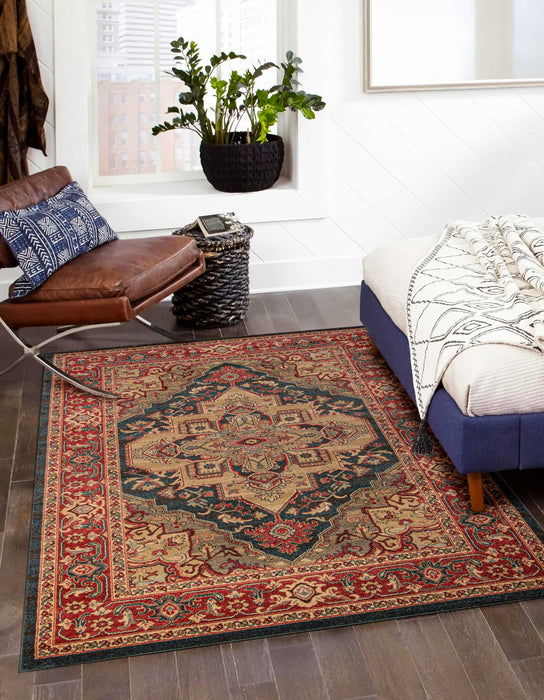 Lux Traditional 9'3\" x 12'6\" Area Rug in Blue Indoor Area Rug