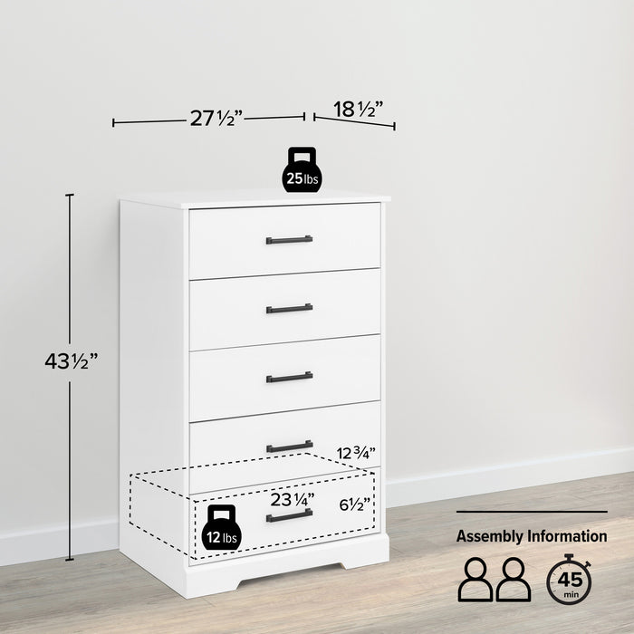 Prepac Rustic Ridge 27.5\" 5-Drawer Chest - White
