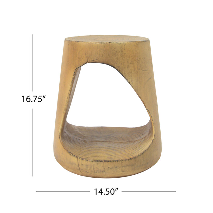 Elio 16.75\" Rustic Hollow Tree-Stump MGO Accent Table, Pet-Friendly Indoor Side Table, Natural