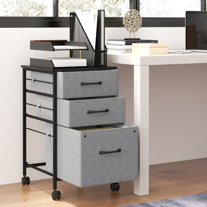 Vinsetto Mobile File Cabinet With Drawers, Hanging Bars For Letter