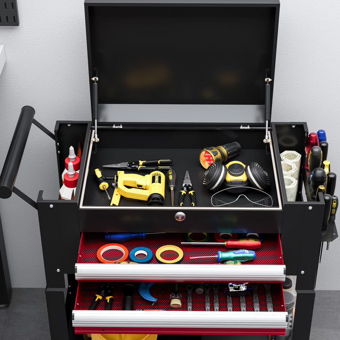 Homcom Rolling Tool Cart 330 Lbs Steel Utility Cart With Drawers Black