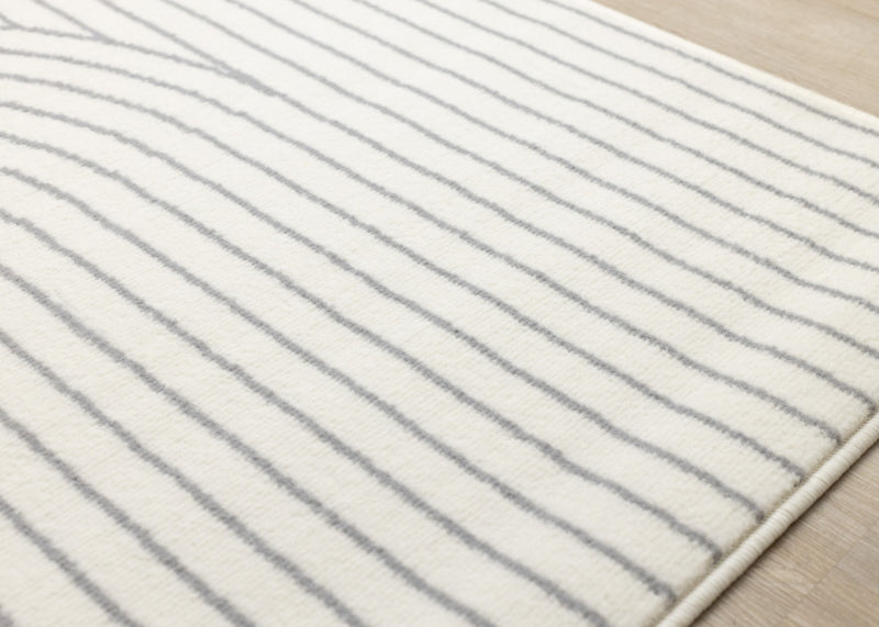 Forte White Grey Curved Arches Indoor Area Rug - 2'7\" x 4'11\"