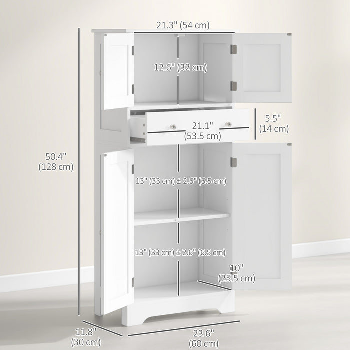 HOMCOM 50.5\" Kitchen Pantry Storage Cabinet with Doors and Adjustable Shelf