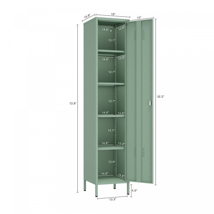 Naomi Modern 2-Piece Metal Storage Cabinets in Sage Green