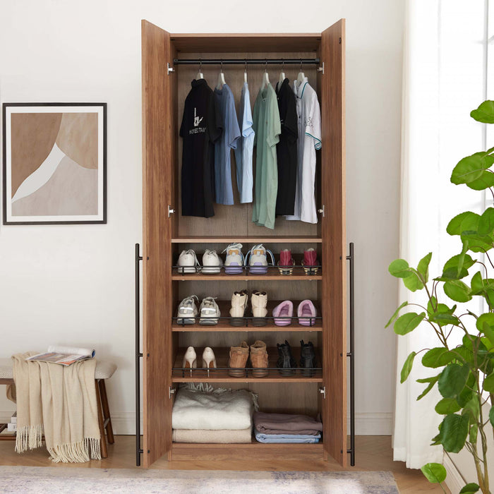 Lee Modern 32\" Wardrobe Closet in Golden Brown Armoire