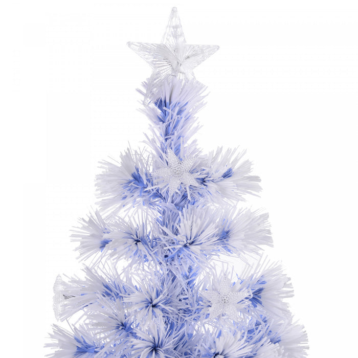 Homcom 5ft Pre-lit Led Optical Fiber Artificial Christmas Tree With 180 Branches
