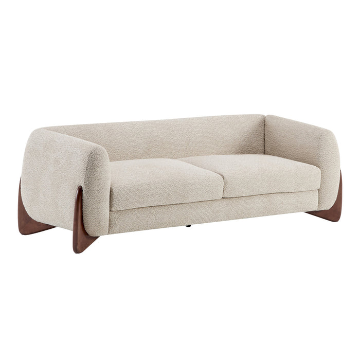 Harold 82.75\" Wood Boucle Sherpa 3-Seater Sofa,Almond Loveseat