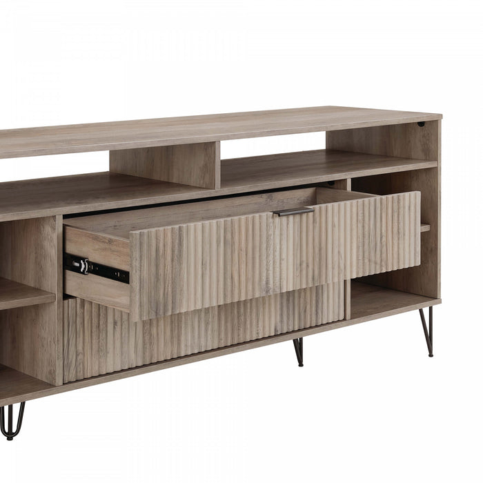 Dumbo Modern 63\" Fluted TV Stand in Rustic Gray