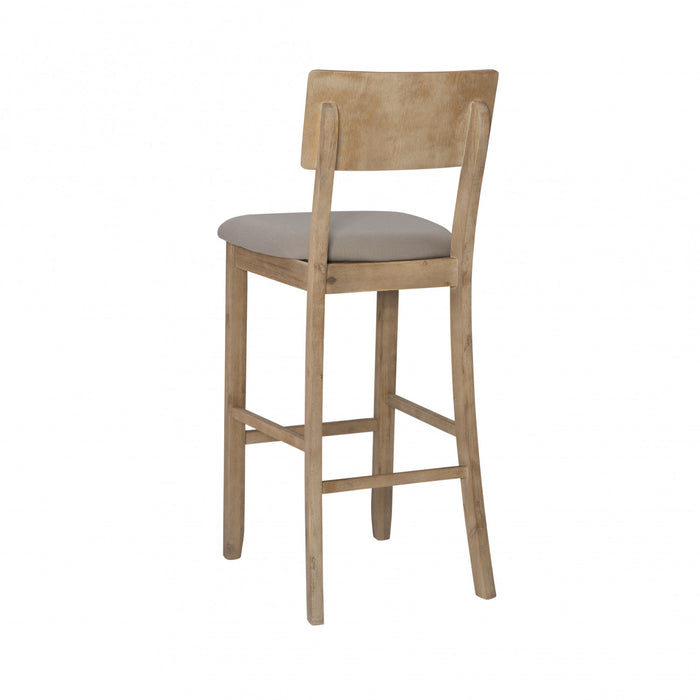 Jorissen Linen-Look Fabric Barstool - Grey