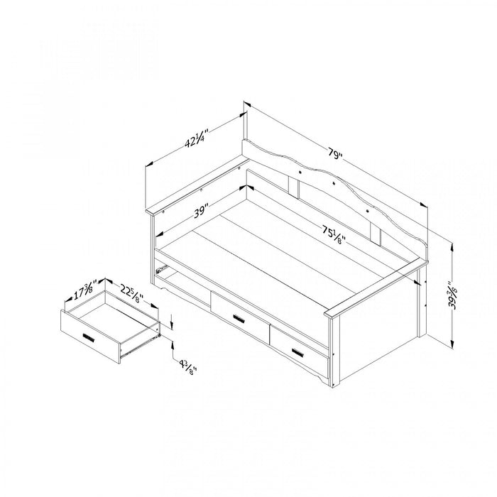Tiara Daybed With Storage - Pure White 
