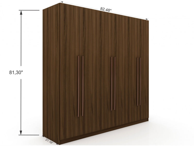 Gramercy Contemporary Modern 82\" Wardrobe Closet in Chestnut Brown