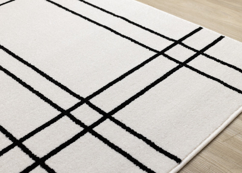 Covington Grey White Checkered Pattern Rug, 7'10\" x 10'6\" Indoor Area Rug