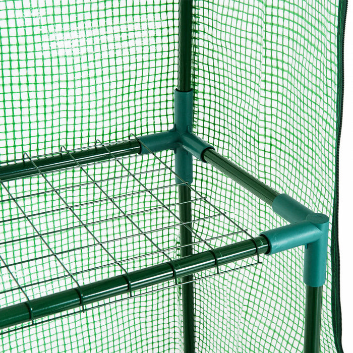 Outsunny 56\" X 29\" X 77\" Mini Greenhouse, Walk-in Greenhouse, Garden Hot House With 4 Shelves, Roll-up Door And Weatherized Cover, Deep Green