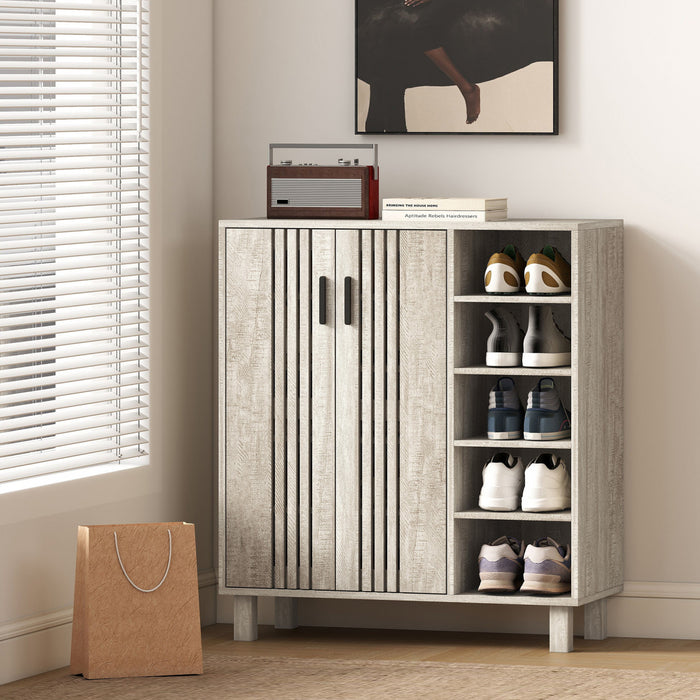HOMCOM Shoe Cabinet with 5-tier Open Shelves for 17 Pairs Grey