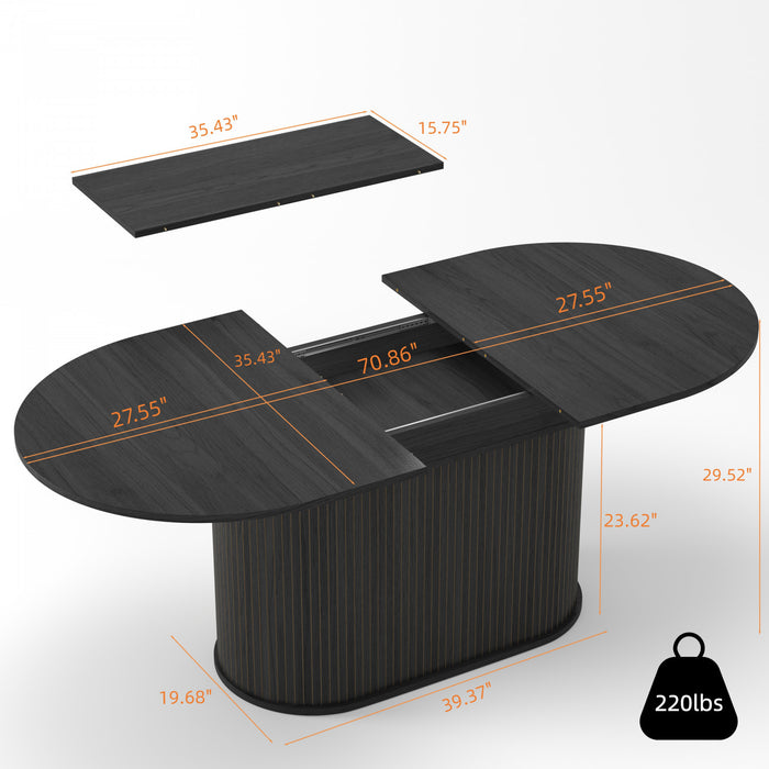 Noah Extendable Oval Dining Table with Striped Legs,Black
