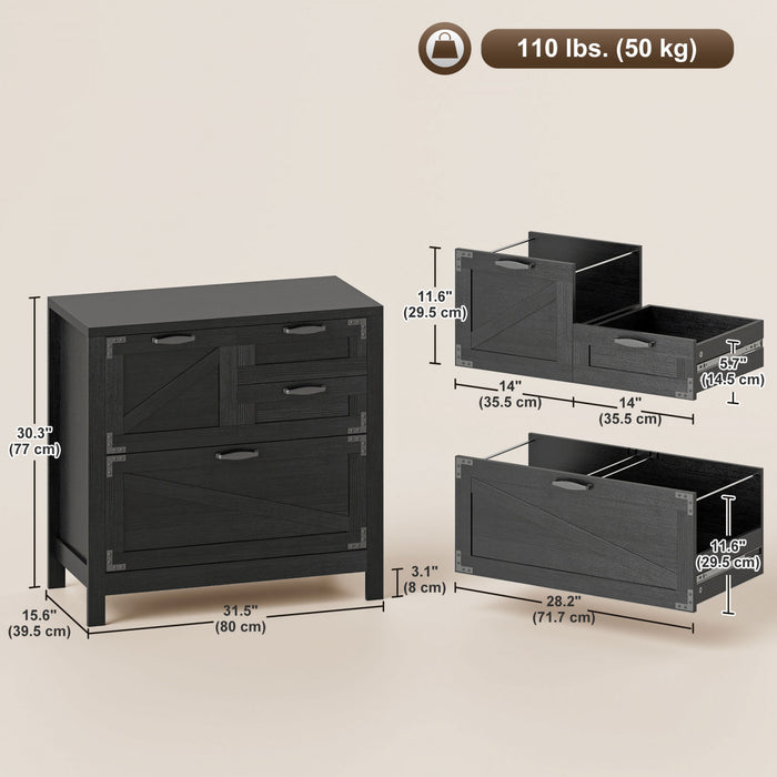 HOMCOM 4 Drawer File Cabinet Filing Cabinet for Letter/A4/Legal Files Black