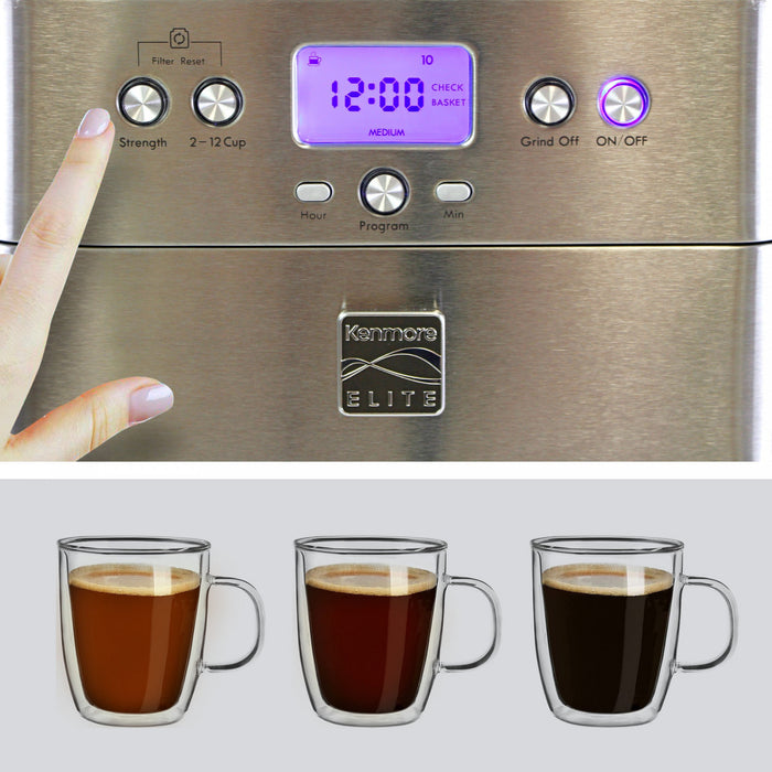 Kenmore Elite Grind & Brew Coffee Maker Stainless Steel - KKECMGBSS