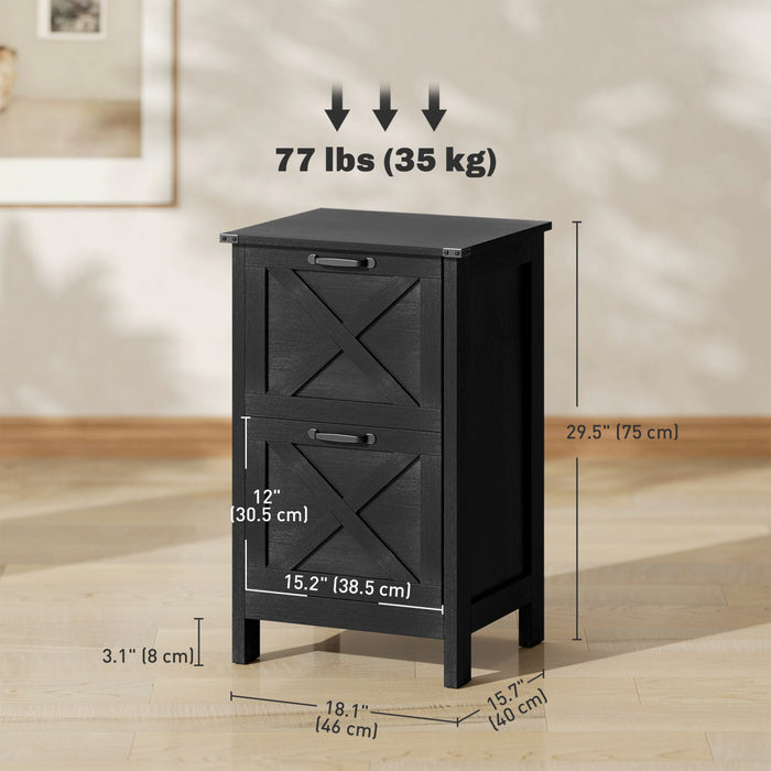 HOMCOM File Cabinet with 2 Drawers Filing Cabinet for A4 Letter, Black
