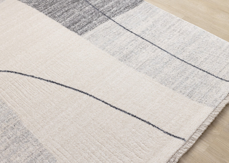 Olivia Grey Black Cream Geometric Rug, 7'10\" x 10'2\" Indoor Area Rug