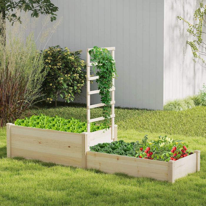 Costway 87\" Raised Garden Bed With Trellis 2 Planter Boxes Open-ended Base For Patio