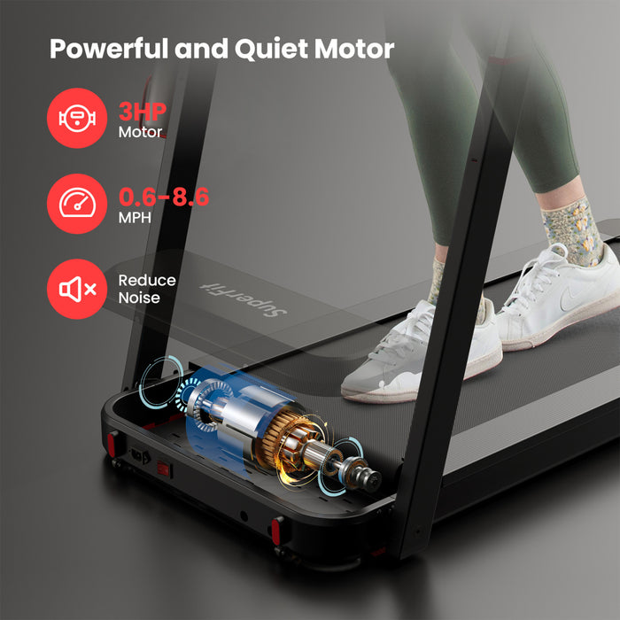 Superfit 3hp Running Machine Folding Treadmill Adjustable Height App Control Table Board