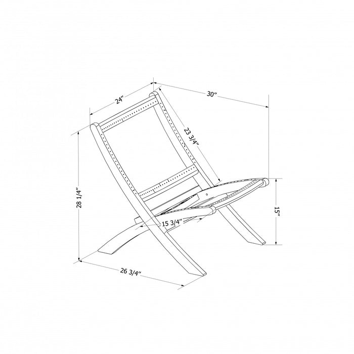 Agave Wood Rope Lounge Chair – Black/Natural