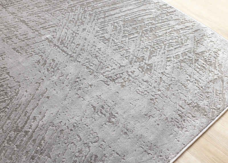 Hudson Grey Cream Distressed Brushstrokes Rug, 6'7\" x 9'6\" Indoor Area Rug