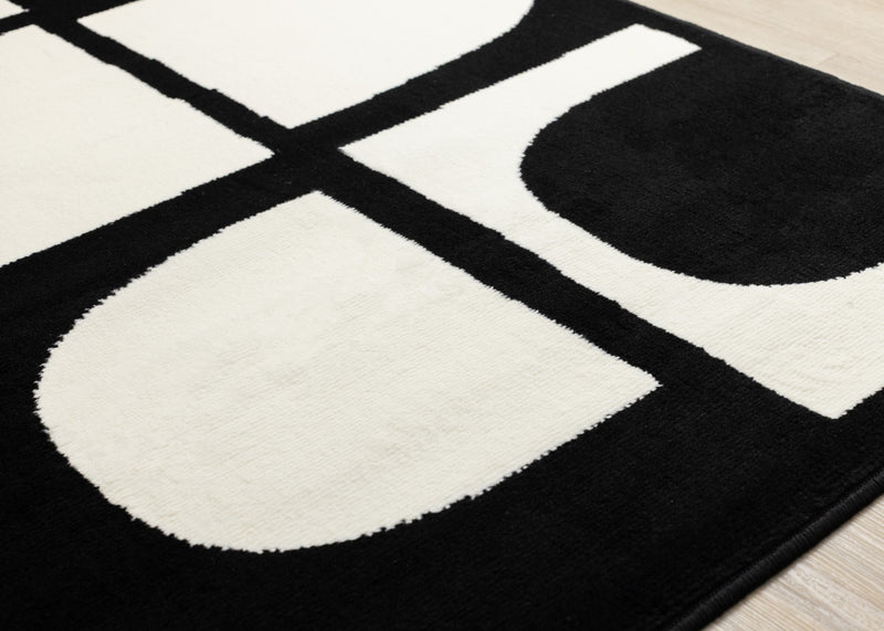 Florence Black White Dynamic Geometric Design, 7'9\" x 10'6\" Indoor Area Rug