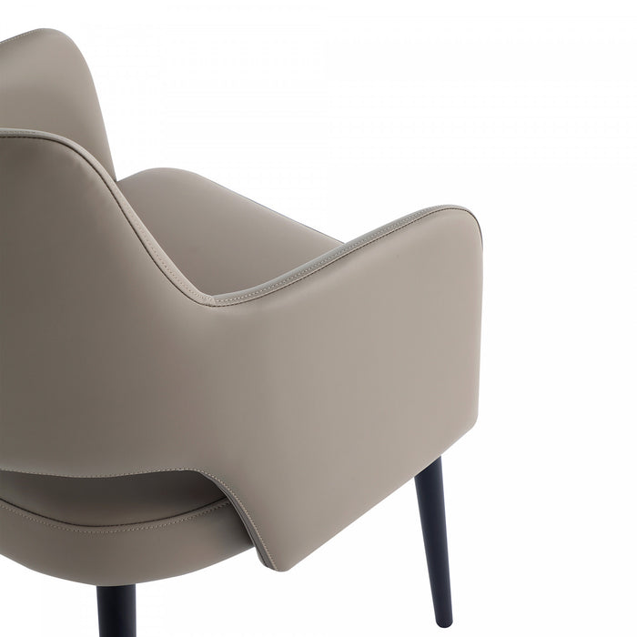 Tremont Modern Vegan Leather Metal Armchair in Taupe - Set of 2