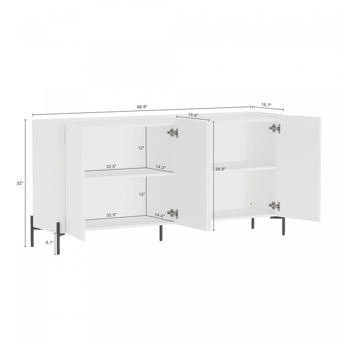 Abbey Modern 2-Piece Buffet and Accent Cabinet in White