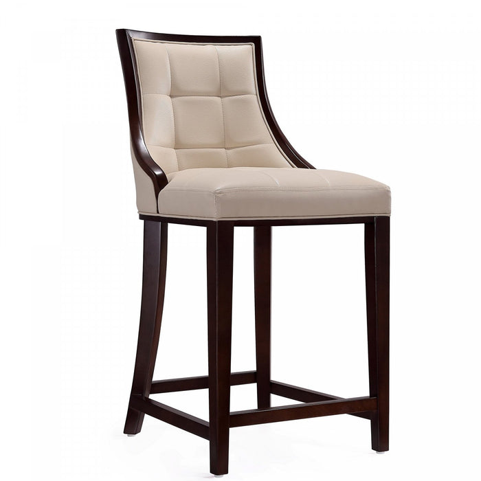 Fifth Avenue Traditional Wood Upholstered Counter Stool in Cream - Set of 3
