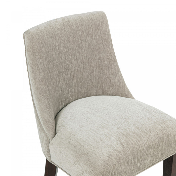 Beever Modern Chenille Wood Counter Stool in Taupe - Set of 2 Bar Stool