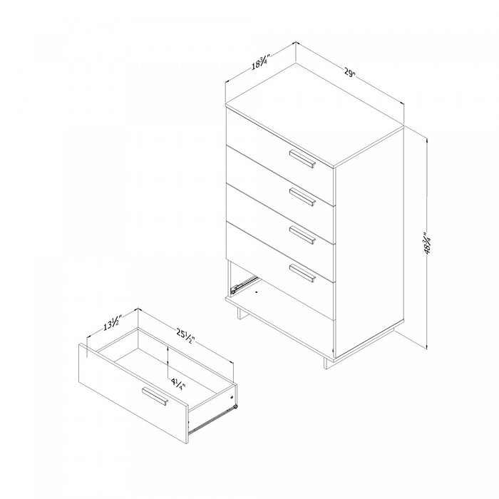 Cavalleri 5-Drawer Chest Storage Unit - Nordik Oak