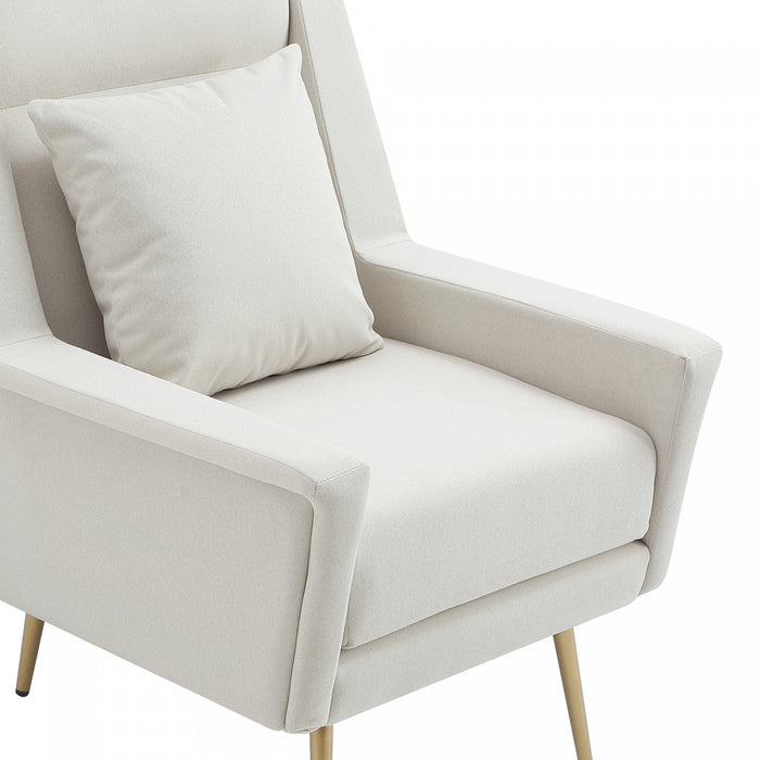 Vista Mid-Century Modern Metal Upholstered Lounge Chair in Ecru