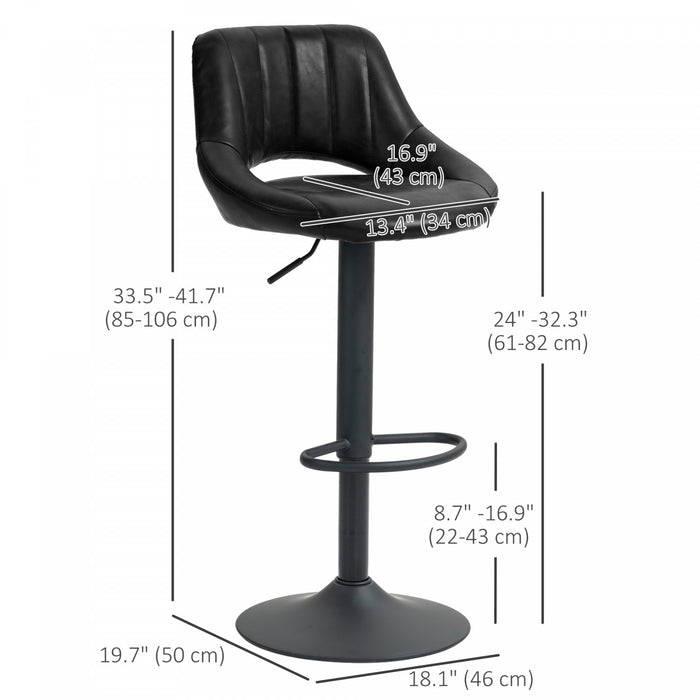 HOMCOM Bar Stools Set of 2 Swivel Adjustable Counter Height Barstools