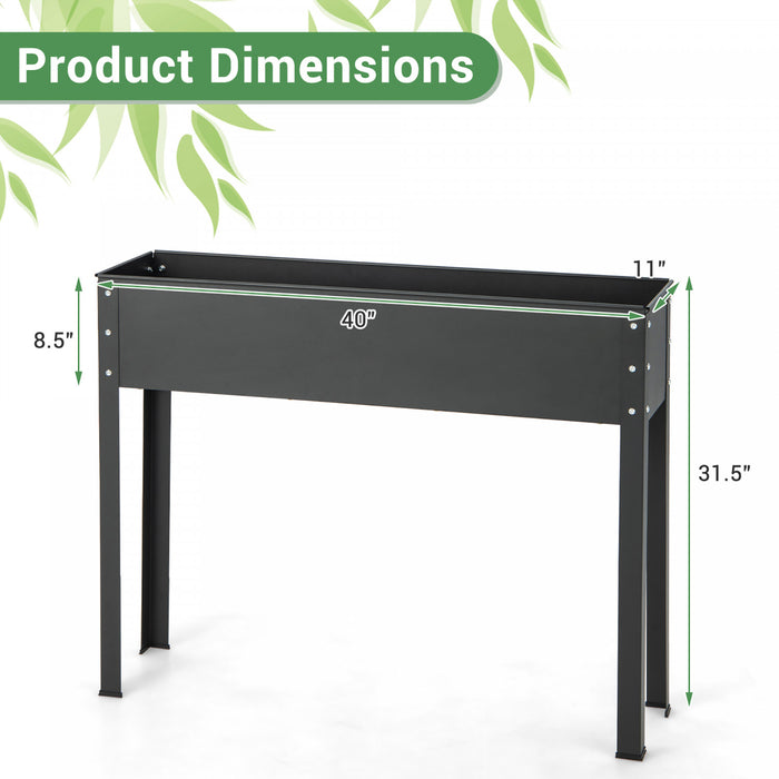 Costway 40\" Raised Garden Bed With Legs Metal Elevated Planter Box Drainage Hole Backyard