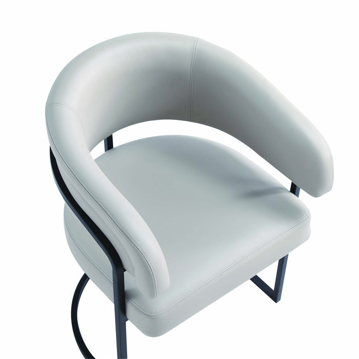 Augusta Modern Metal Vegan Leather Dining Chair in Light Gray - Set of 2