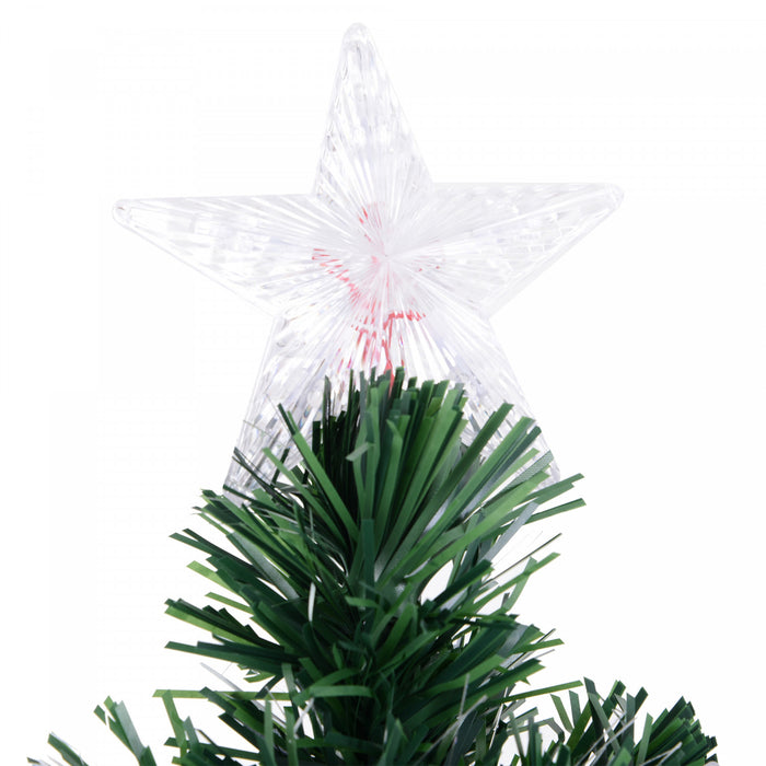Homcom 6ft Pre-lit Optical Fiber Artificial Christmas Tree With 230 Led Lights And Branches