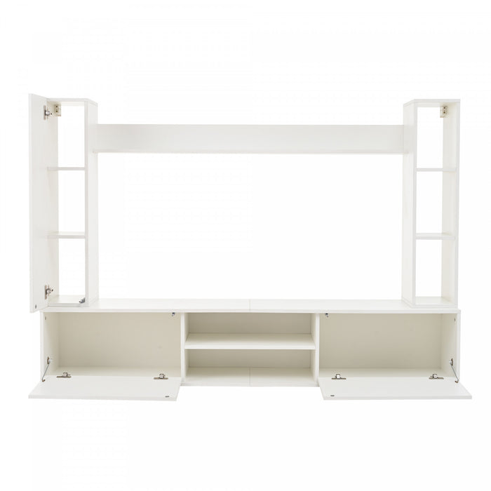 Zara 65 Inch Wall-Mounted TV Unit Set with Display Shelves, White