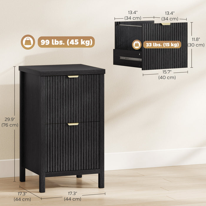 HOMCOM 2 Drawer File Cabinet, Filing Cabinet Fits Letter/A4 Size, Black