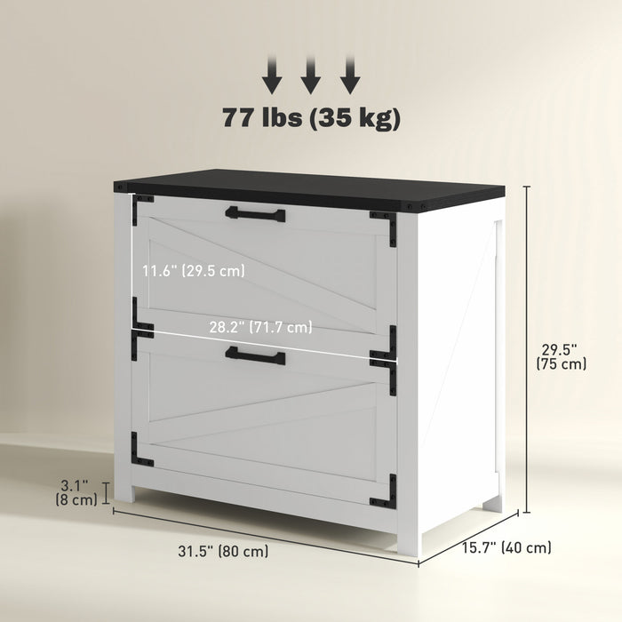 HOMCOM 2 Drawer File Cabinet Lateral Filing Cabinet for Home Office, White