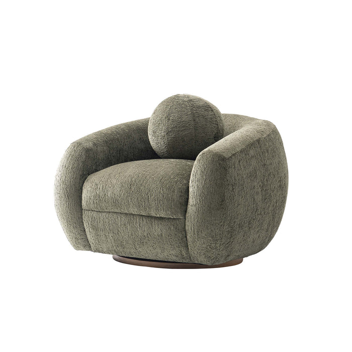 Tribeca Mid-Century Modern Chenille Lounge Chair in Olive Green - Set of 2
