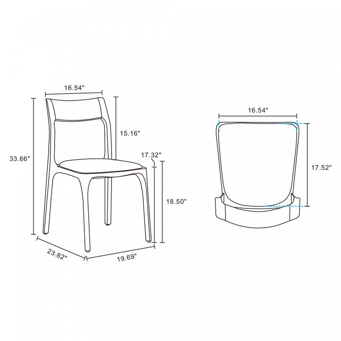 Moderno Modern Vegan Leather Wood Dining Chair in Saddle - Set of 2