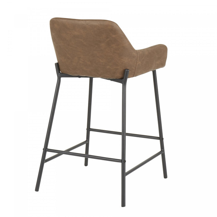 LumiSource Daniella Espresso Faux Leather Industrial Counter-Height Stool - Set of 2