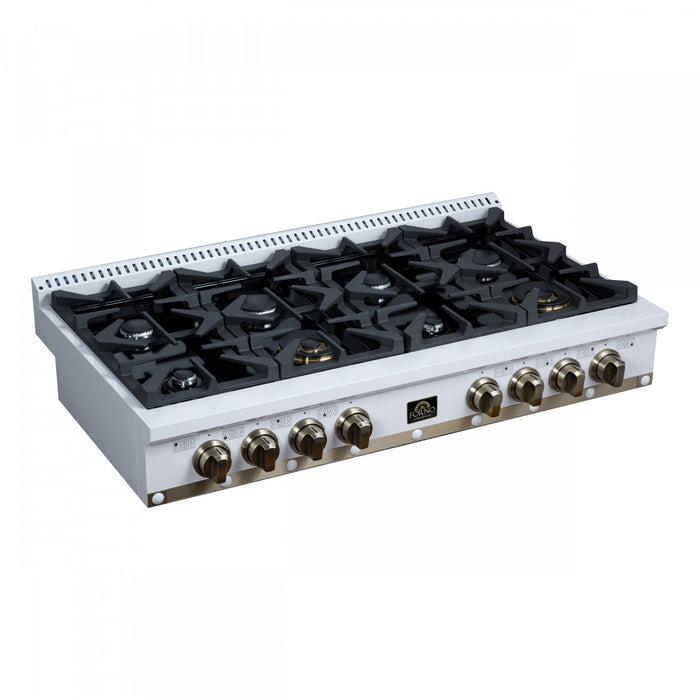 Forno Ambassador 48\" Gas Cooktop, White, 8 burners - FCTGS5799-48CPWHT