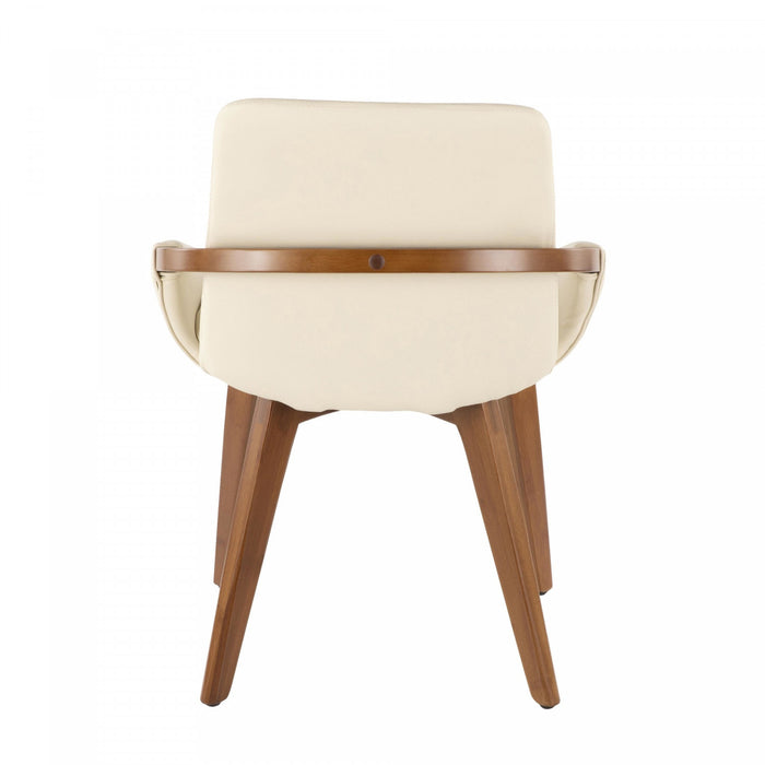 LumiSource Cosmo Faux Leather Mid-Century Dining Chair - Walnut/Cream