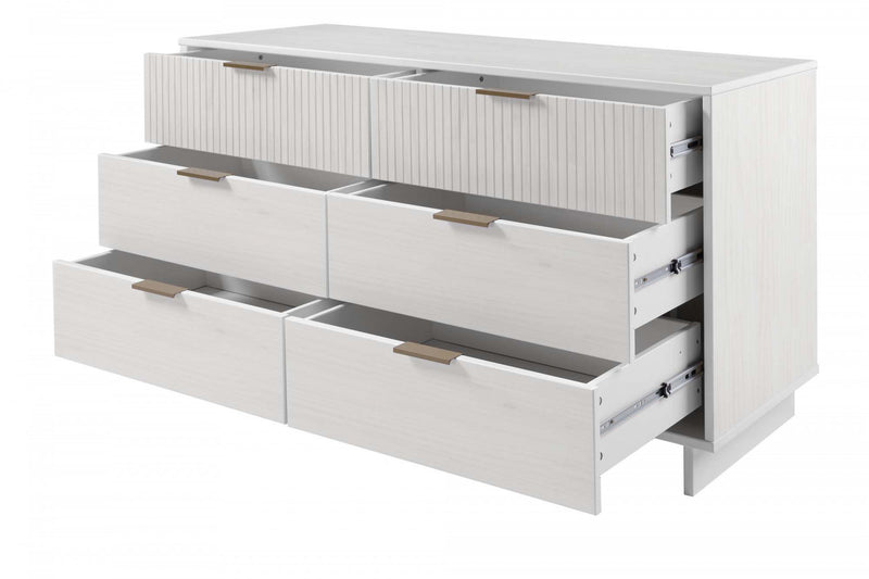 Granville Modern 55\" Dresser in White (6-Drawer)