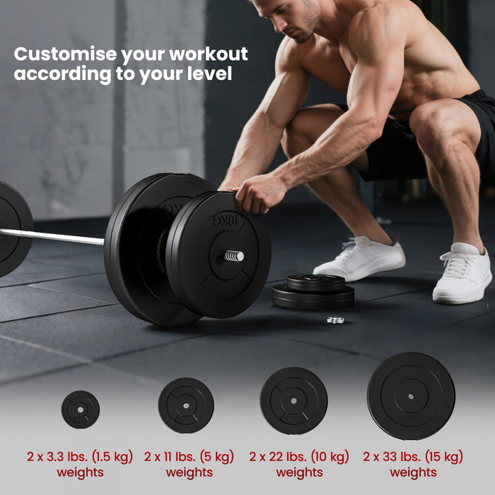 Soozier 154 lbs Barbell Weight Set, Adjustable Weights for Home Gym